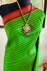 PRIYASHIKA — 2 IN 1 GREEN KANJIVARAM WITH DUAL AANCHALS