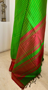 PRIYASHIKA — 2 IN 1 GREEN KANJIVARAM WITH DUAL AANCHALS