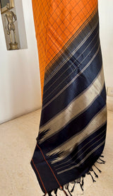 KALPINI — RUST KANJIVARAM SILK WITH BOLD BLACK CONTRASTS