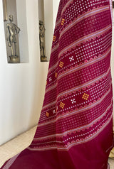 NIKHILA- CREAM MAROON SONEPUR SILK WITH RUDRAKSHA BORDER