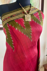 ARCHISHMITA – RARE MAROON KHANDUA WITH TEMPLE MOTIFS