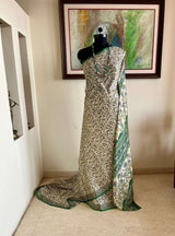 RAINEE – CREAM PRINTED SILK WITH PURPLE GREEN FLORALS