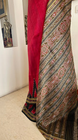 ARCHISHMITA – RARE MAROON KHANDUA WITH TEMPLE MOTIFS