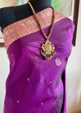 MITHI – PURPLE KANJIVARAM WITH PEACH LEAF ZARI AANCHAL