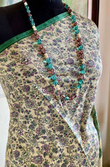 RAINEE – CREAM PRINTED SILK WITH PURPLE GREEN FLORALS