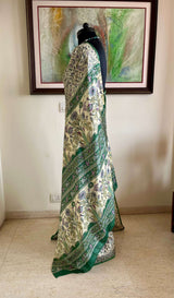 RAINEE – CREAM PRINTED SILK WITH PURPLE GREEN FLORALS