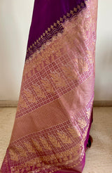 MITHI – PURPLE KANJIVARAM WITH PEACH LEAF ZARI AANCHAL