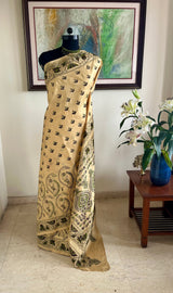 AHONA — CREAM KANTHA WITH ARTISTIC FLORAL THREADWORK
