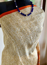 NAYONA – CREAM PRINTED SILK WITH ORANGE AND PAISLEY