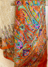 NAYONA – CREAM PRINTED SILK WITH ORANGE AND PAISLEY