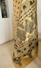 AHONA — CREAM KANTHA WITH ARTISTIC FLORAL THREADWORK