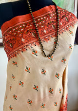 MISHMITA – CREAM PATLI KANTHA WITH ARTISTIC EMBROIDERY