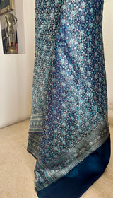AREESHA - BLUE TANCHOI WITH INTRICATE SILVER ZARI WEAVE