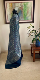 AREESHA - BLUE TANCHOI WITH INTRICATE SILVER ZARI WEAVE
