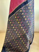 SHAURYAANI – MAROON POCHAMPALLY IKAT SAREE WITH ELEGANT ANCHAL