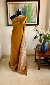 KALYASHREE – MUSTARD BOMKAI WITH RUDRAKSHA BORDER DETAILS
