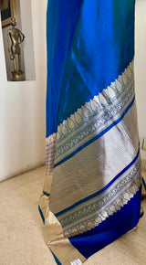 SAMAA - SHOT BLUE GREEN BANARASI WITH INTRICATE ZARI DETAILS