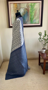 SRIKA- GREY PUTAPAKKA IKAT WITH CHEVRON AND CHECK BANDS