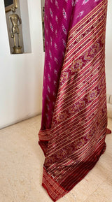 PRITIMOYEE — PLUM KHANDUA SILK WITH BEAUTIFUL BANDHA DETAILS