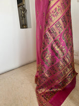 AVRITHI — PINK SWARNACHARI WITH MYTHOLOGICAL WEAVING