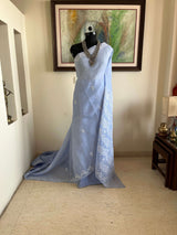 GANGAJA – LUCKNOW CHIKANKARI IN SERENE SUMMER BLUE COTTON