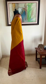 RIDHIRA – MUSTARD PATOLA WITH ELABORATE IKKAT AANCHAL
