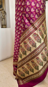 NAZIA — PLUM BANARASI SILK WITH COLOURFUL MEENAKARI FLORALS