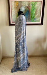 AIRA – GREY PRINTED PURE CHIFFON SAREE
