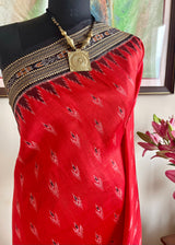 TANUPRIYA – RED KHANDUA SAREE WITH MORPANKH AND BANDHA ANCHAL