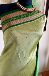 DEBANJALI – PISTA GREEN SAMBALPURI WITH STUNNING BANDHA AANCHAL