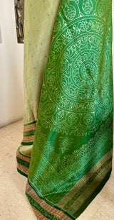 DEBANJALI – PISTA GREEN SAMBALPURI WITH STUNNING BANDHA AANCHAL