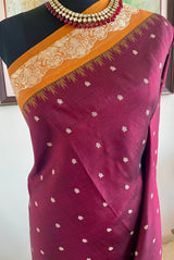 NIHIRA – A STRIKING KANJIVARAM SILK IN MAROON AND OCHRE