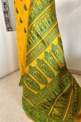 SOMASREE–YELLOW BALUCHARI SAREE WITH KRISHNA STORY WEAVES