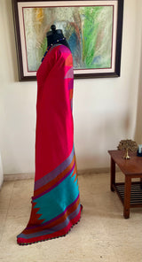 SAMIRA – LIGHTWEIGHT KANJIVARAM SILK IN RED WITH TEMPLE BORDERS