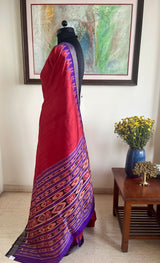 NIRUTIKA – RUST RED KHANDUA WITH FLORAL BANDHA AANCHAL