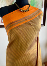 ARIYA – LIGHTWEIGHT KANJIVARAM SILK WITH SUBTLE BEIGE STRIPES