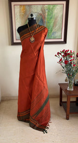 VARNALI – A LIGHTWEIGHT KANJIVARAM SILK IN RUST AND GREEN