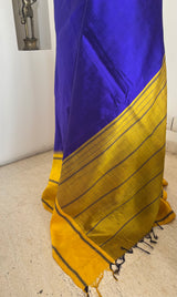 BIRNIKA – BLUE KANJIVARAM SILK WITH BOLD CONTRAST BORDERS