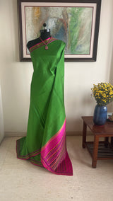 PADMITHA – GREEN LIGHTWEIGHT SOUTH SILK WITH ZARI AMBI MOTIFS