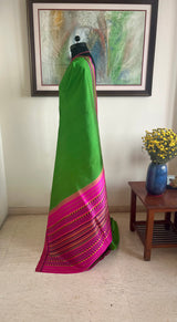 PADMITHA – GREEN LIGHTWEIGHT SOUTH SILK WITH ZARI AMBI MOTIFS