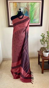 BRINDIKA – PEACH KANJIVARAM SILK IN TONAL CONTRAST