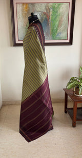 MADHURYA – A KANJIVARAM SILK WITH STRIPES AND STRIKING CONTRASTS