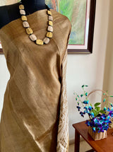 RUVIKA – OLIVE BROWN TUSSAR WITH VILLAGE SCENE AANCHAL