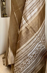 RUVIKA – OLIVE BROWN TUSSAR WITH VILLAGE SCENE AANCHAL