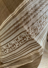 RUVIKA – OLIVE BROWN TUSSAR WITH VILLAGE SCENE AANCHAL