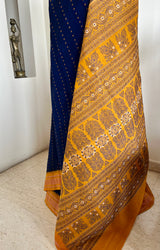 BHAVAPRIYA - BLUE PATLI BOMKAI WITH MUSTARD AANCHAL