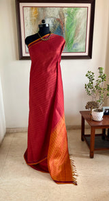 PURNATA – RUST RED KANJIVARAM WITH SELF-WOVEN STRIPES