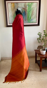 PURNATA – RUST RED KANJIVARAM WITH SELF-WOVEN STRIPES
