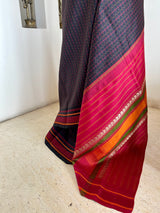 NIRANJIKA – CLASSIC BLACK KANJIVARAM SILK WITH MAROON WOVEN CONTRAST
