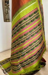 NIHIRIKA – RICH BROWN KORVAI WITH FISH & RUDRAKSHA MOTIFS